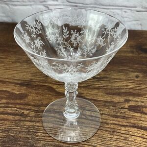 Fostoria Chintz Champagne Sherbet  Stemmed Etch 338 4.5 Inches Tall